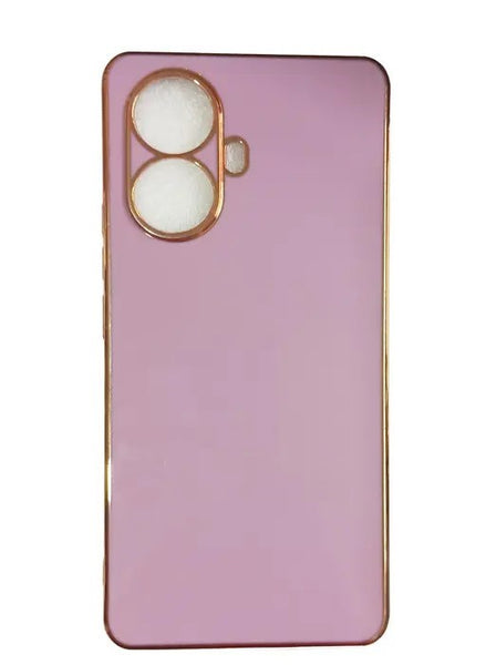 VAKIBO Golden Chrome Border Purple Coloured Soft TPU Back Cover Case With Camera Protection Suitable for Realme 10 Pro Plus