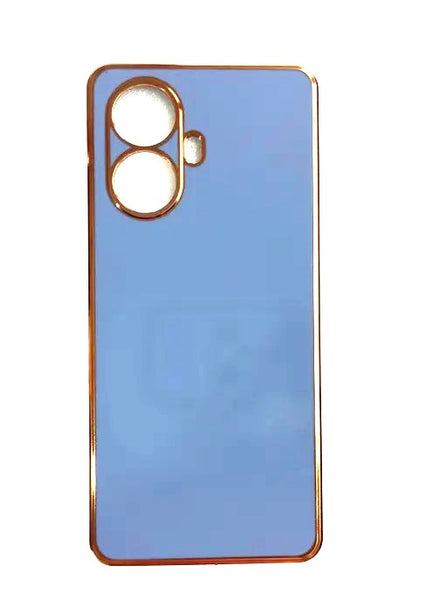 VAKIBO Golden Chrome Border SteelBlue Coloured Soft TPU Back Cover Case With Camera Protection Suitable for Realme 10 Pro Plus