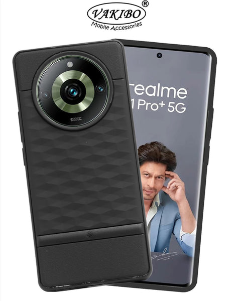 VAKIBO Parallax Design Black Coloured Soft TPU Rubber Back Cover Case With Camera Protection Ring Suitable for Realme Narzo 60 Pro