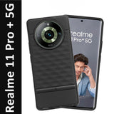 VAKIBO Parallax Design Black Coloured Soft TPU Rubber Back Cover Case With Camera Protection Ring Suitable for Realme 11 Pro Plus