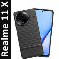 VAKIBO Parallax Design Black Coloured Soft TPU Rubber Back Cover Case With Camera Protection Ring Suitable for Realme 11x