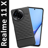 VAKIBO Parallax Design Black Coloured Soft TPU Rubber Back Cover Case With Camera Protection Ring Suitable for Realme 11x