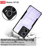 VAKIBO Best Selling Black and Transparent Coloured Made With Soft TPU and Acrylic Back Cover Case With 4 Corner and Camera Protection Suitable for Realme 14T