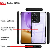 VAKIBO Best Selling Black and Transparent Coloured Made With Soft TPU and Acrylic Back Cover Case With 4 Corner and Camera Protection Suitable for Realme 14T