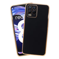VAKIBO Golden Chrome Border Black Coloured Soft TPU Back Cover Case With Camera Protection Suitable for Realme 8 Pro