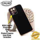 VAKIBO Golden Chrome Border Black Coloured Soft TPU Back Cover Case With Camera Protection Suitable for Realme 8