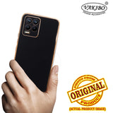 VAKIBO Golden Chrome Border Black Coloured Soft TPU Back Cover Case With Camera Protection Suitable for Realme 8