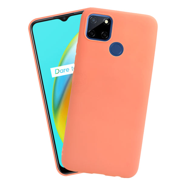 VAKIBO 1.2 MM Thick Peach Coloured Soft TPU Rubber Back Cover Case With Camera Protection Ring Suitable for Realme C12