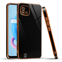 VAKIBO Golden Chrome Border Black Coloured Soft TPU Back Cover Case With Camera Protection Suitable for Realme C11 2021