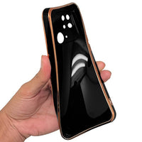 VAKIBO Golden Chrome Border Black Coloured Soft TPU Back Cover Case With Camera Protection Suitable for Realme C11 2021