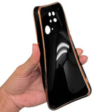 VAKIBO Golden Chrome Border Black Coloured Soft TPU Back Cover Case With Camera Protection Suitable for Realme C20