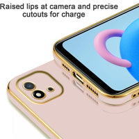 VAKIBO Golden Chrome Border Peach Coloured Soft TPU Back Cover Case With Camera Protection Suitable for Realme C11 2021