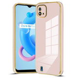 VAKIBO Golden Chrome Border Peach Coloured Soft TPU Back Cover Case With Camera Protection Suitable for Realme C20