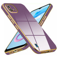 VAKIBO Golden Chrome Border Purple Coloured Soft TPU Back Cover Case With Camera Protection Suitable for Realme C11 2021
