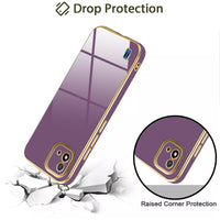 VAKIBO Golden Chrome Border Purple Coloured Soft TPU Back Cover Case With Camera Protection Suitable for Realme C11 2021