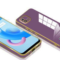 VAKIBO Golden Chrome Border Purple Coloured Soft TPU Back Cover Case With Camera Protection Suitable for Realme C11 2021
