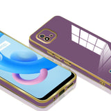 VAKIBO Golden Chrome Border Purple Coloured Soft TPU Back Cover Case With Camera Protection Suitable for Realme C11 2021