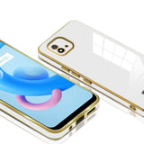 VAKIBO Golden Chrome Border White Coloured Soft TPU Back Cover Case With Camera Protection Suitable for Realme C11 2021
