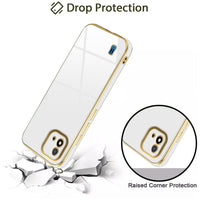 VAKIBO Golden Chrome Border White Coloured Soft TPU Back Cover Case With Camera Protection Suitable for Realme C11 2021