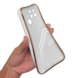 VAKIBO Golden Chrome Border White Coloured Soft TPU Back Cover Case With Camera Protection Suitable for Realme C11 2021