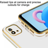 VAKIBO Golden Chrome Border White Coloured Soft TPU Back Cover Case With Camera Protection Suitable for Realme C11 2021
