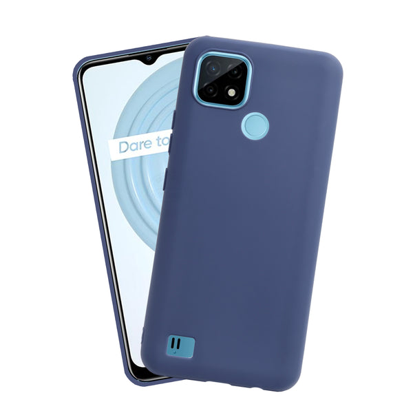 VAKIBO 1.2 MM Thick Blue Coloured Soft TPU Rubber Back Cover Case With Camera Protection Ring Suitable for Realme C21