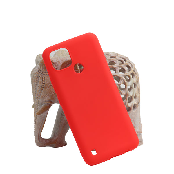 VAKIBO 1.2 MM Thick Red Coloured Soft TPU Rubber Back Cover Case With Camera Protection Ring Suitable for Realme C21