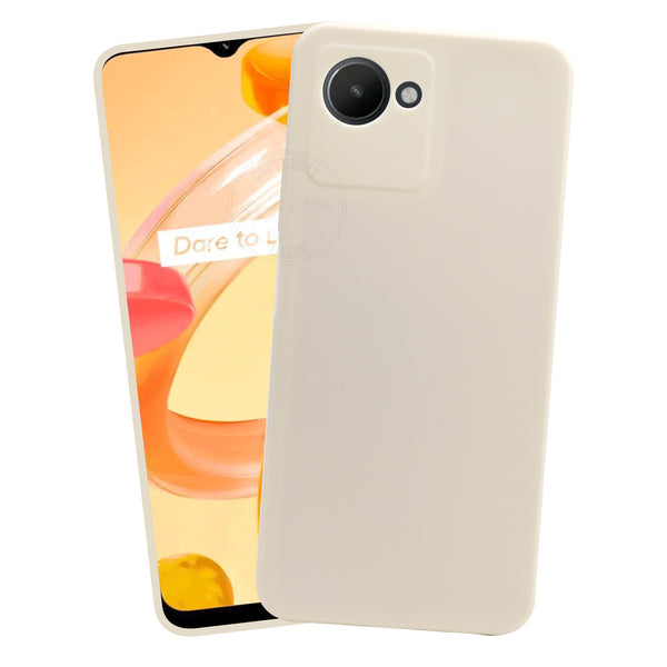 VAKIBO Matte 1.5 MM Thick With Camera Protection Cream Coloured Soft TPU Rubber Back Cover Case Suitable for Realme C30s