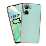 VAKIBO Golden Chrome Border Pista Coloured Soft TPU Back Cover Case With Camera Protection Suitable for Realme C33