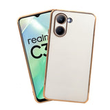 VAKIBO Golden Chrome Border White Coloured Soft TPU Back Cover Case With Camera Protection Suitable for Realme C33
