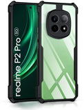 VAKIBO Best Selling Black and Transparent Back Cover Case Made With Soft TPU and Acrylic With 4 Corner and Camera Protection Suitable for Realme P2 Pro