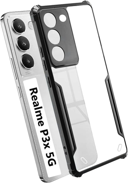 VAKIBO Best Selling Black and Transparent Back Cover Case Made With Soft TPU and Acrylic With 4 Corner and Camera Protection Suitable for Realme P3x Pro