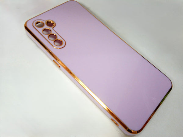 VAKIBO Golden Chrome Border Purple Coloured Soft TPU Back Cover Case With Camera Protection Suitable for Realme XT