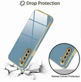 VAKIBO Golden Chrome Border Steel Blue Coloured Soft TPU Back Cover Case With Camera Protection Suitable for Realme XT