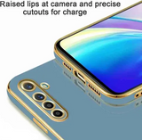 VAKIBO Golden Chrome Border Steel Blue Coloured Soft TPU Back Cover Case With Camera Protection Suitable for Realme X2