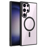 VAKIBO Megnatic Magsafe Black Coloured Soft with Hard back Back Cover Case With Camera Protection Ring Suitable for Samsung Galaxy S22 Ultra