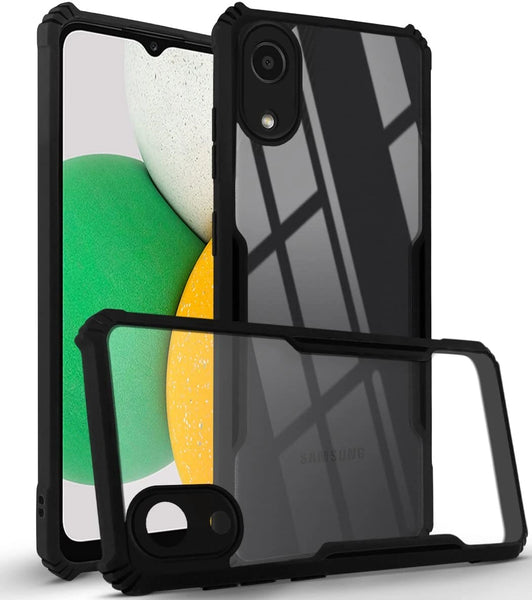 VAKIBO Best Selling Black and Transparent Back Cover Case Made With Soft TPU and Acrylic With 4 Corner and Camera Protection Suitable for Samsung Galaxy A03 Core