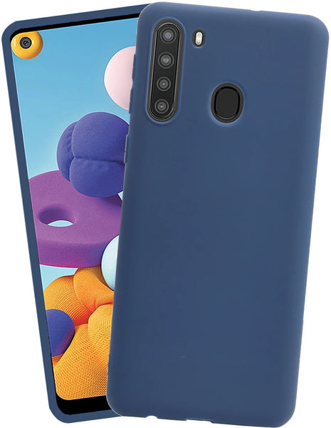 VAKIBO 1.2 MM Thick Blue Coloured Soft TPU Rubber Back Cover Case With Camera Protection Ring Suitable for Samsung Galaxy A21