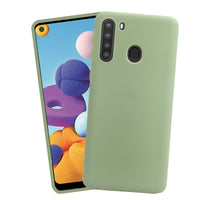 VAKIBO 1.2 MM Thick Pista Coloured Soft TPU Rubber Back Cover Case With Camera Protection Ring Suitable for Samsung Galaxy A21