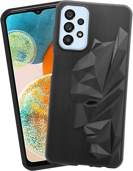 VAKIBO Bat Man 3D Mask Design Black Coloured Soft TPU Back Cover Case With Camera Protection Ring Suitable for Samsung Galaxy A23