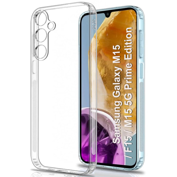 VAKIBO Premium Clear 1.5MM Thick Transparent Soft TPU Rubber Back Cover Case With Camera Protection Suitable for Samsung Galaxy M15