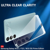 VAKIBO Premium Clear 1.5MM Thick Transparent Soft TPU Rubber Back Cover Case With Camera Protection Suitable for Samsung Galaxy M15