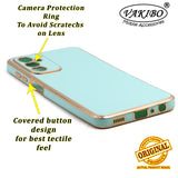VAKIBO Golden Chrome Border Pista Green Coloured Soft TPU Back Cover Case With Camera Protection Suitable for Samsung Galaxy F23 5G