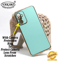 VAKIBO Golden Chrome Border Pista Green Coloured Soft TPU Back Cover Case With Camera Protection Suitable for Samsung Galaxy M23 5G