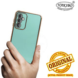 VAKIBO Golden Chrome Border Pista Green Coloured Soft TPU Back Cover Case With Camera Protection Suitable for Samsung Galaxy F23 5G