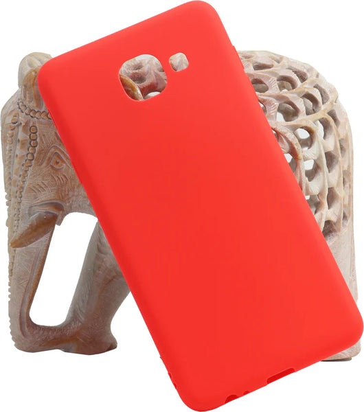 VAKIBO 1.2 MM Thick Red Coloured Soft TPU Rubber Back Cover Case With Camera Protection Ring Suitable for Samsung Galaxy On Max