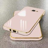 VAKIBO Golden Chrome Border Peach Coloured Soft TPU Back Cover Case With Camera Protection Suitable for Samsung Galaxy J7 Prime / On NXT  /On7 Prime