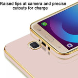 VAKIBO Golden Chrome Border Peach Coloured Soft TPU Back Cover Case With Camera Protection Suitable for Samsung Galaxy J7 Prime / On NXT  /On7 Prime