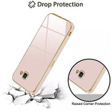 VAKIBO Golden Chrome Border Peach Coloured Soft TPU Back Cover Case With Camera Protection Suitable for Samsung Galaxy J7 Prime / On NXT  /On7 Prime