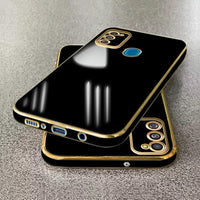 VAKIBO Golden Chrome Border Black Coloured Soft TPU Back Cover Case With Camera Protection Suitable for Samsung Galaxy M21